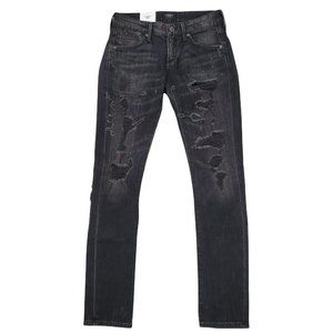 NWT Agolde Chloe Low Rise Slim Liverpool Black Distressed Denim Jeans Size 24